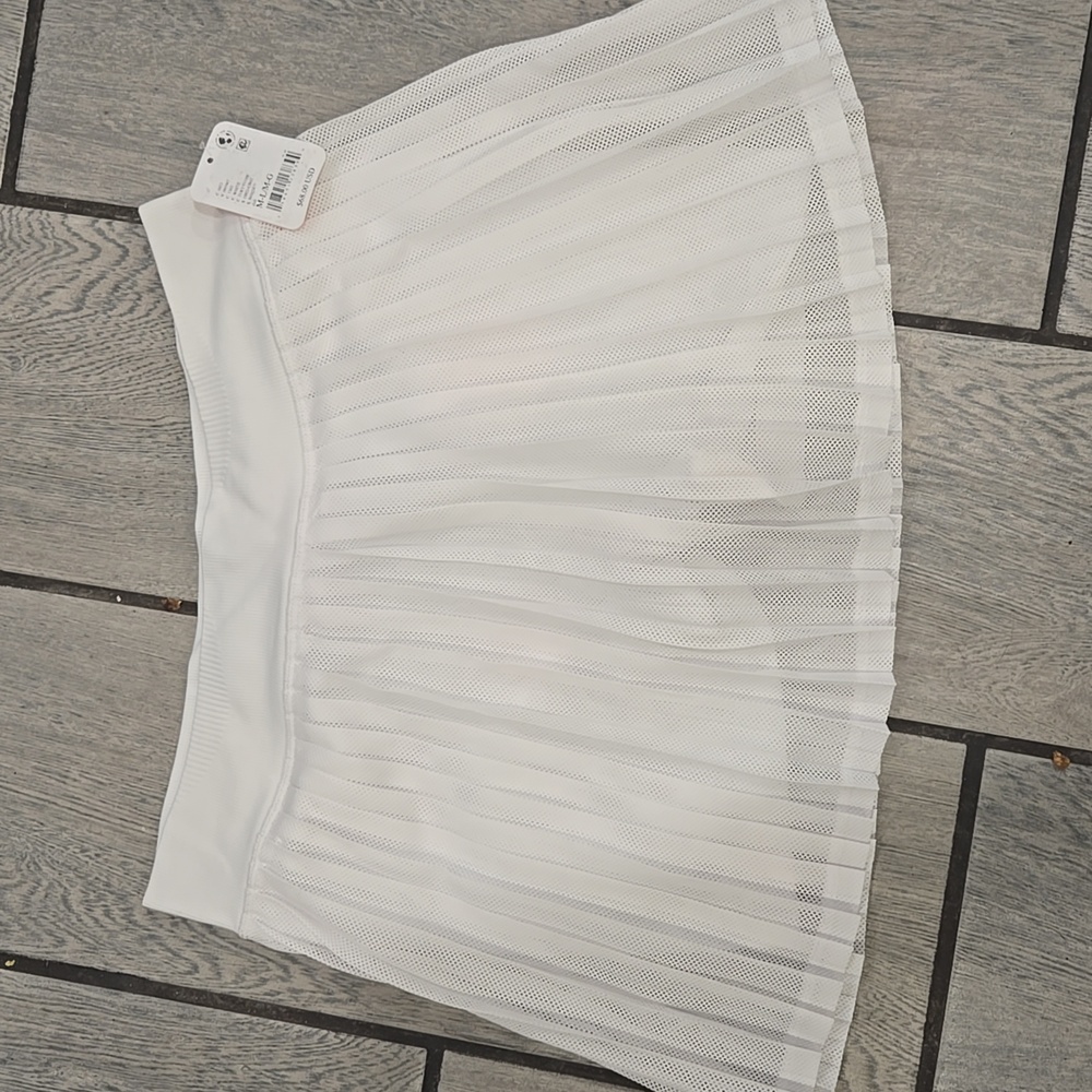 Free People Ivory White Pleated Mesh Mini‎ Skirt Women’s Size M/L